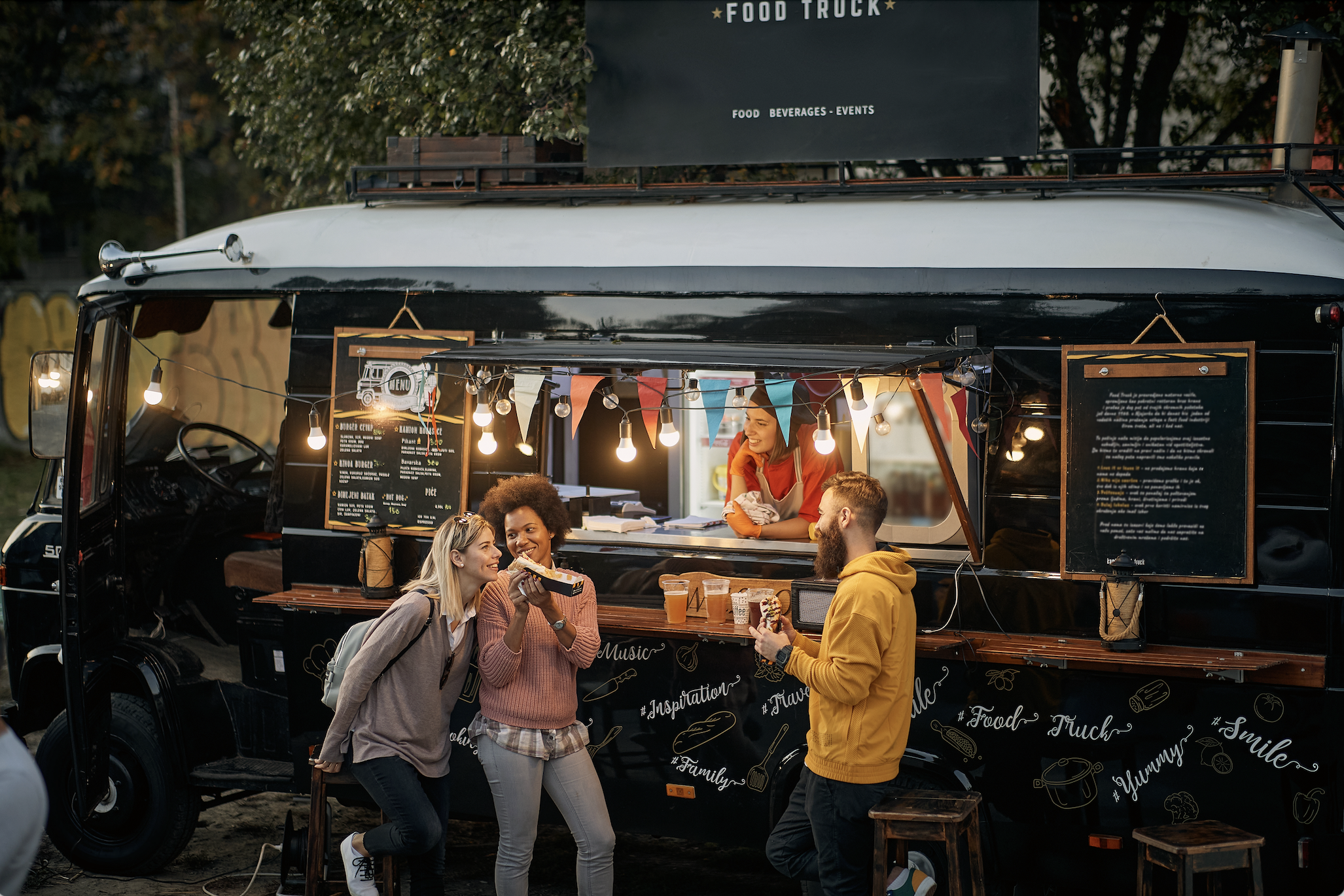 People at a food truck.
